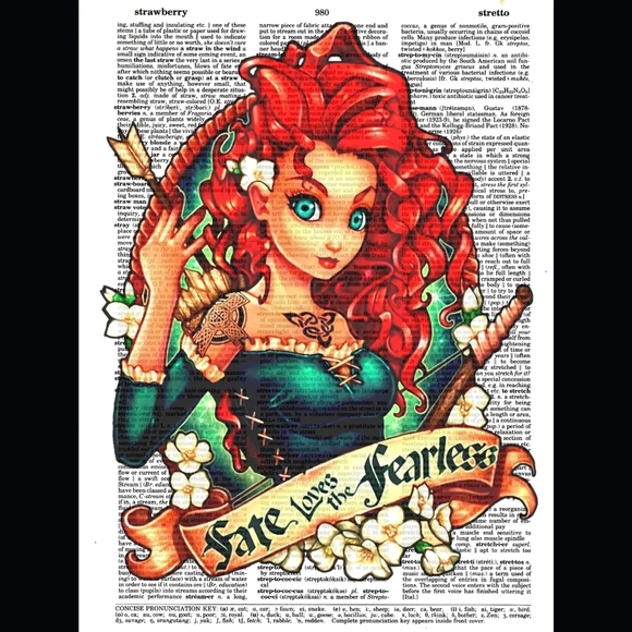 Merida Brave Disney Princess Pinup Dictionary Art Print - Picture 1 of 5